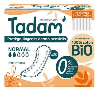 Tadam' Protège-Lingeries Dermo-Sensitifs Normal Pochettes Individuelles 20 Unités