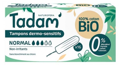 Tadam' Tampons Dermo-Sensitifs Normal Bio 16 Unités