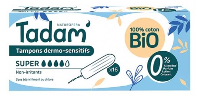 Tadam' Tampons Dermo-Sensitifs Super Bio 16 Unités