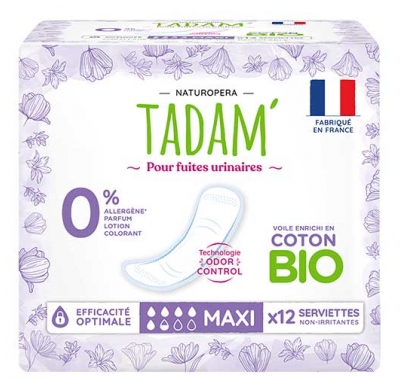 Tadam' Serviettes pour Fuites Urinaires Maxi 12 Unités