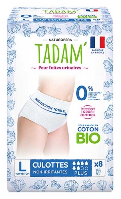 Tadam' Culottes pour Fuites Urinaires Plus Taille L 8 Unités