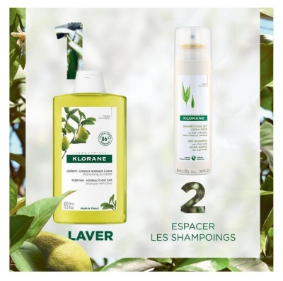 Klorane Légèreté - Cheveux Normaux à Gras Shampoing Usage Fréquent au Cédrat 200 ml