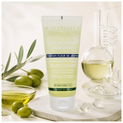 BeauTerra Gel Douche Surgras 2en1 Parfum Fleur de Jasmin 100 ml