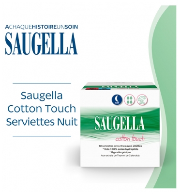 Saugella Cotton Touch Serviettes Nuit Lot 2X12 Serviettes