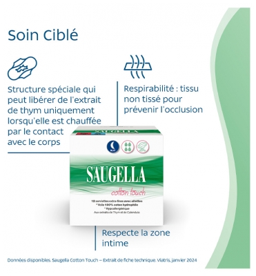 Saugella Cotton Touch Serviettes Nuit Lot 2X12 Serviettes