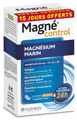 Nutreov Magné Control Magnésium Marin 60 Comprimés + 15 Offerts