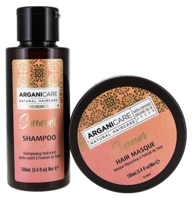 Arganicare Summer Shampoing Extrait de Tiaré Après-Soleil 100 ml + Masque 100 ml