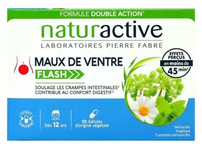 Naturactive Maux de Ventre Flash 10 Gélules d'Origine Végétale
