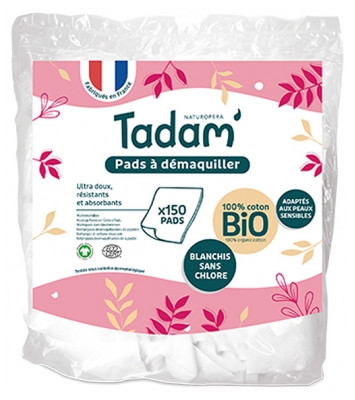 Tadam' Pads à Démaquiller Ultra Doux de Coton Bio 150 Unités