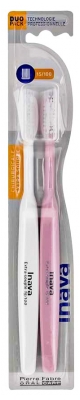 Inava Brosse à Dents Chirurgicale 15/100 Extra Souple Duo Pack - Couleur : Blanc et Rose