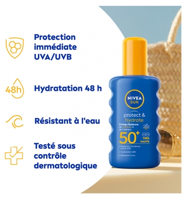 Nivea Sun Protect & Hydrate Spray Solaire UVA UVB SPF50+ 200 ml