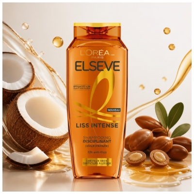 L'Oréal Paris Elseve Liss Intense Shampoing Disciplinant Cheveux Secs Difficile à Lisser 300 ml