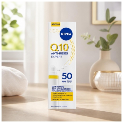 Nivea Q10 Anti-Rides Expert Soin Fluide Anti-UV Quotidien Triple Défense SPF50 40 ml