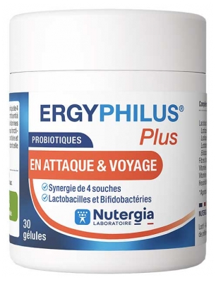 Nutergia Ergyphilus Plus Probiotique en Attaque et Voyage 30 Gélules