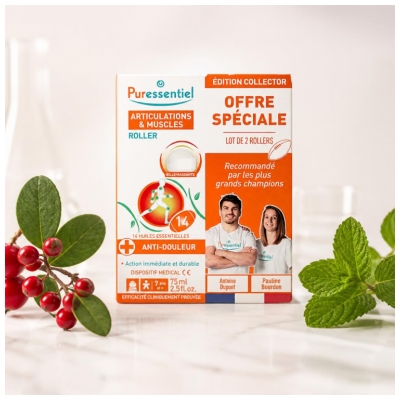 Puressentiel Articulations & Muscles Roller aux 14 Huiles Essentielles Anti-Douleur Lot de 2 x 75 ml