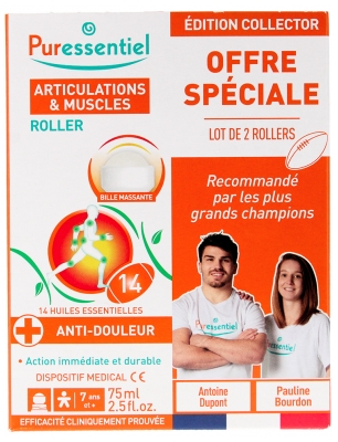 Puressentiel Articulations & Muscles Roller aux 14 Huiles Essentielles Anti-Douleur Lot de 2 x 75 ml
