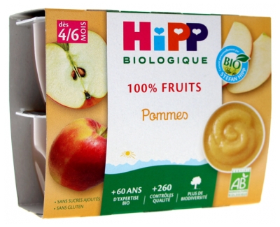 Hipp Pommes Coupelles 4 X 100 g Dès 4/6 Mois