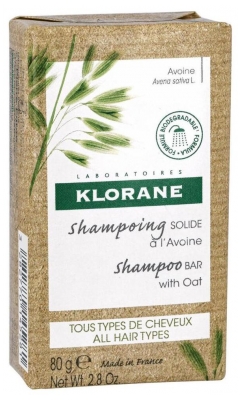 Klorane Shampoing Solide à l'Avoine Tous Types de Cheveux 80 g