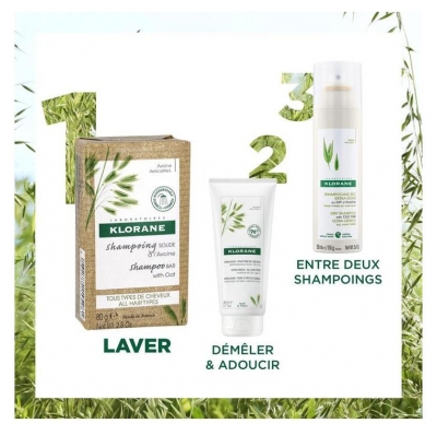 Klorane Shampoing Solide à l'Avoine Tous Types de Cheveux 80 g