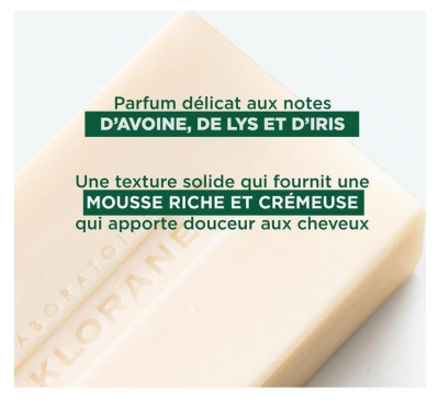 Klorane Shampoing Solide à l'Avoine Tous Types de Cheveux 80 g