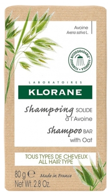 Klorane Shampoing Solide à l'Avoine Tous Types de Cheveux 80 g