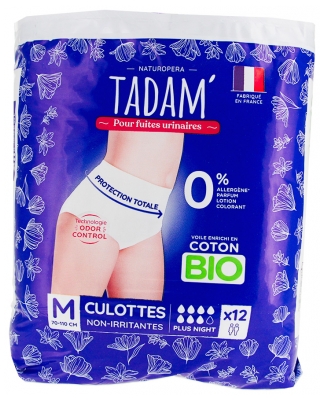 Tadam' Culottes pour Fuites Urinaires Plus Nuit 12 Unités - Taille : Taille M
