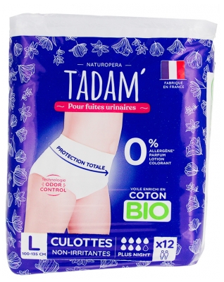 Tadam' Culottes pour Fuites Urinaires Plus Nuit 12 Unités - Taille : Taille L