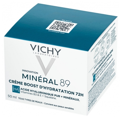 Vichy Minéral 89 Crème Boost d'Hydratation 72H Tous Types de Peaux 50 ml