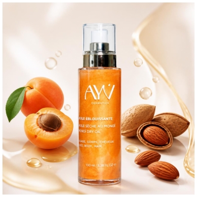 AYV Cosmetics Huile Éblouissante au Monoï Visage Corps et Cheveux 100 ml
