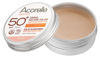 Acorelle Crème Solaire Solide Zones Sensibles SPF50+ Bio 20 g - Teinte : Beige
