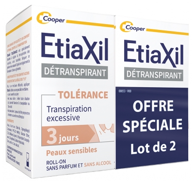 Etiaxil Détranspirant Tolérance Transpiration Excessive Lot de 2 x 15 ml