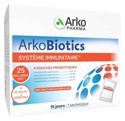 Arkopharma ArkoBiotics Système Immunitaire 4 Souches Probiotiques 15 Sachets 