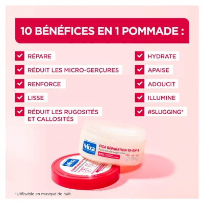 Mixa Cica Réparation 10en1 Pommade Ultra-Réparatrice Pieds Genoux Mains Coudes 150 ml