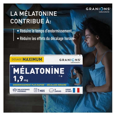 Granions Mélatonine 1,9 mg Endormissement Plus Rapide 30 Comprimés