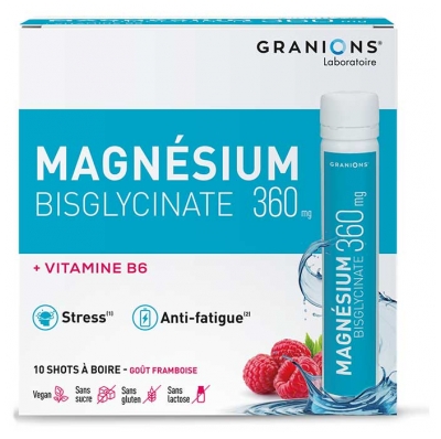 Granions Magnésium Bisglycinate 360 mg + Vitamine B6 10 Shots