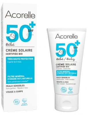 Acorelle Bébé Crème Solaire Très Haute Protection SPF50+ Bio 50 ml