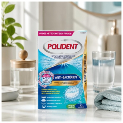 Polident Corega Nettoyant Anti-Bactérien 72 Comprimés