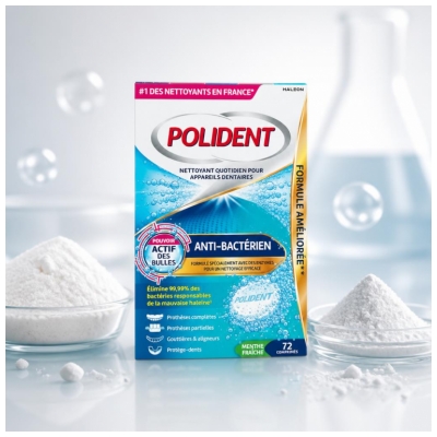 Polident Corega Nettoyant Anti-Bactérien 72 Comprimés