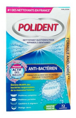 Polident Corega Nettoyant Anti-Bactérien 72 Comprimés