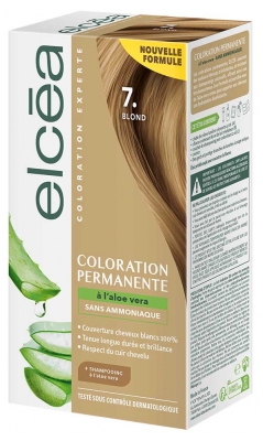 Elcéa Coloration Permanente à l'Aloe Vera Sans Ammoniaque 122 ml - Coloration : 7. Blond