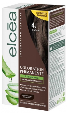 Elcéa Coloration Permanente à l'Aloe Vera Sans Ammoniaque 122 ml - Coloration : 4. Châtain