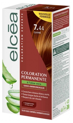 Elcéa Coloration Permanente à l'Aloe Vera Sans Ammoniaque 122 ml - Coloration : 7.44 Châtain