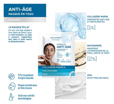 Granions Masque Anti-Âge Seconde Peau 2 Masques de 22 ml + 1 Offert