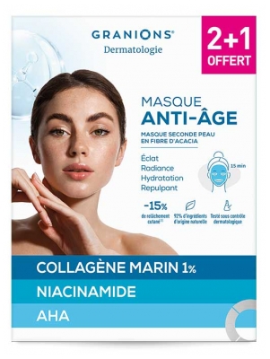 Granions Masque Anti-Âge Seconde Peau 2 Masques de 22 ml + 1 Offert