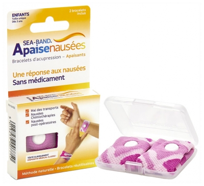 Sea Band Bracelet d'Acupression Enfant - Boite de 2 Bracelets - Couleur : Rose