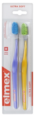 Elmex Anti-Caries Ultrasoft Duo 2 Brosses à Dents - Couleur : Orange - Violet