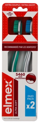 Elmex Anti-Caries Ultrasoft Duo 2 Brosses à Dents - Couleur : Vert / Bleu