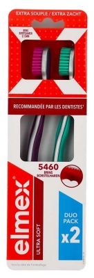 Elmex Anti-Caries Ultrasoft Duo 2 Brosses à Dents - Couleur : Violet - Vert