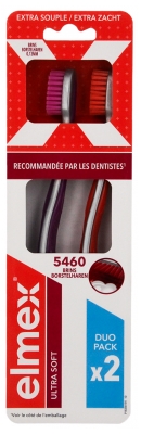 Elmex Anti-Caries Ultrasoft Duo 2 Brosses à Dents - Couleur : Violet / Orange