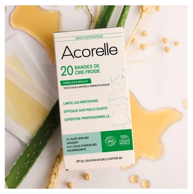 Acorelle Bandes de Cire Froide Aisselles & Maillot Bio x 20 Unités